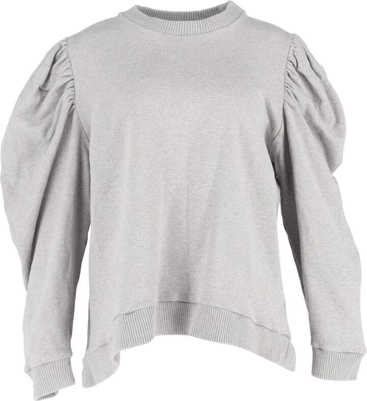 Marques Almeida Gathered Sleeve Sweater in Grey Cotton