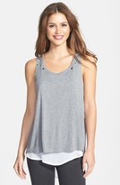 Thumbnail for your product : Vince Camuto Embellished Jersey & Chiffon Tank