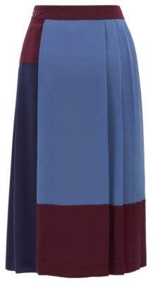 BOSS A-line skirt in stretch crepe with colourblock design