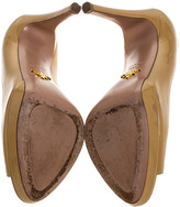 Thumbnail for your product : Prada Beige Patent Leather Peep Toe Platform Pumps Size 38.5