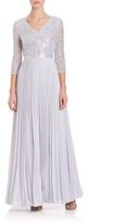 Thumbnail for your product : Kay Unger Sequin Lace Pleated Chiffon Gown