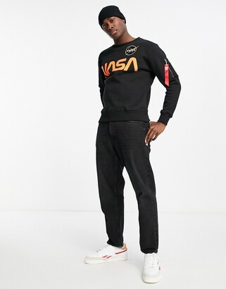 Alpha Industries NASA reflective orange print sweatshirt in black -  ShopStyle Jumpers & Hoodies