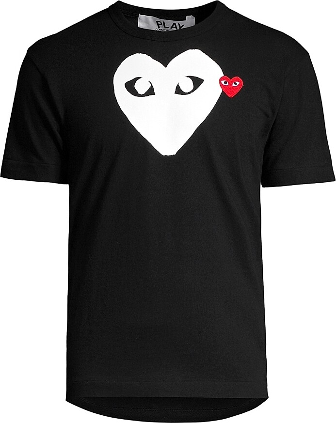 Comme des Garçons PLAY Men's Large Heart Cotton Tee - Black - Size XL