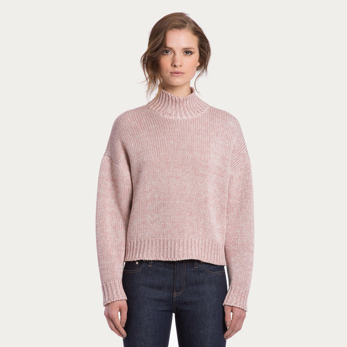 Bally Cropped Sweater Women's dusty pink silk blend funnel neck jumper ...