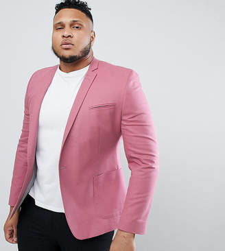 ASOS Design Plus Super Skinny Blazer In Pink Cotton