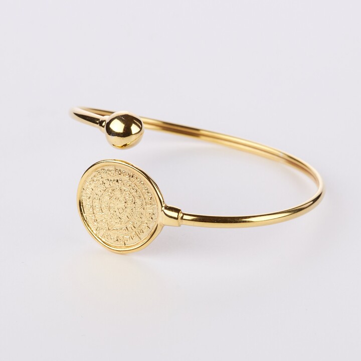 Phaistos Disc Bracelet Ancient Greek Minoan Jewelry, Gold Plated Sterling Silver