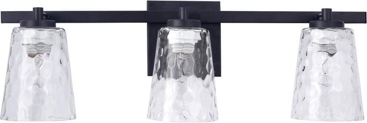Parrot Uncle Radiance 22.8 in. 3-Light Black Vanity Light with Clear Water Glass Shades