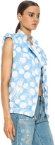 Thumbnail for your product : MSGM Floral Cotton-Blend Moto Vest