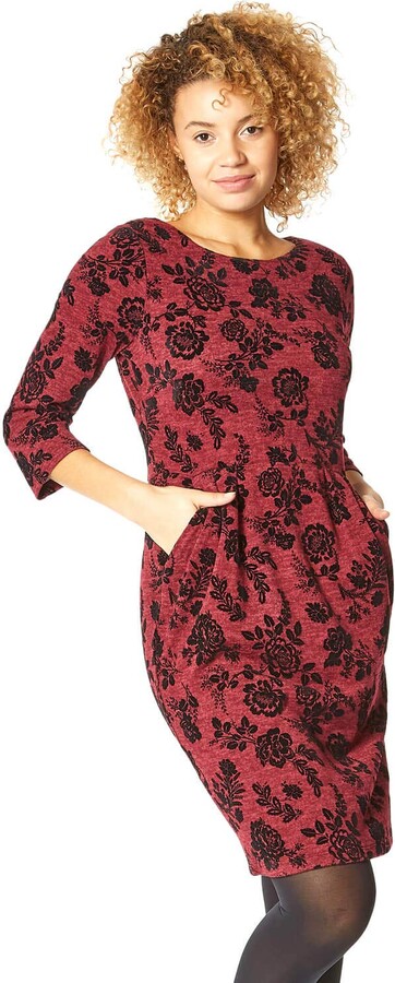 Roman Originals Leaf Print Pocket Shift Dress for Women UK