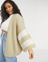 Thumbnail for your product : ASOS Curve DESIGN Curve oversize cardigan with white stripe