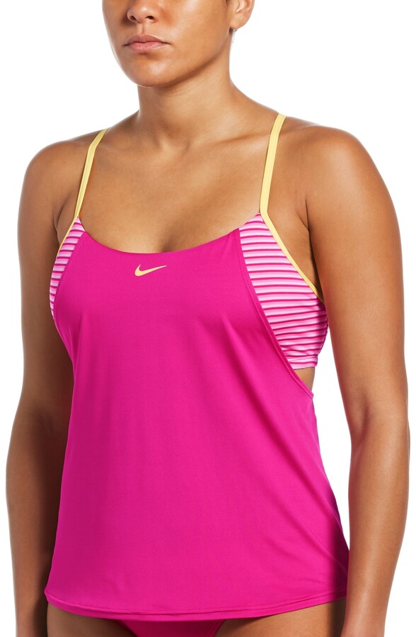 Nike Plus Size Micro Stripe Layered Tankini Top Women's Swimsuit - ShopStyle