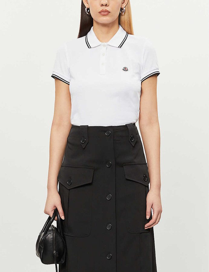 Moncler Logo-embroidered cotton-pique polo shirt - ShopStyle Short Sleeve  Tops
