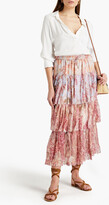 Thumbnail for your product : Zimmermann Botanica tiered floral-print silk-crepon midi skirt