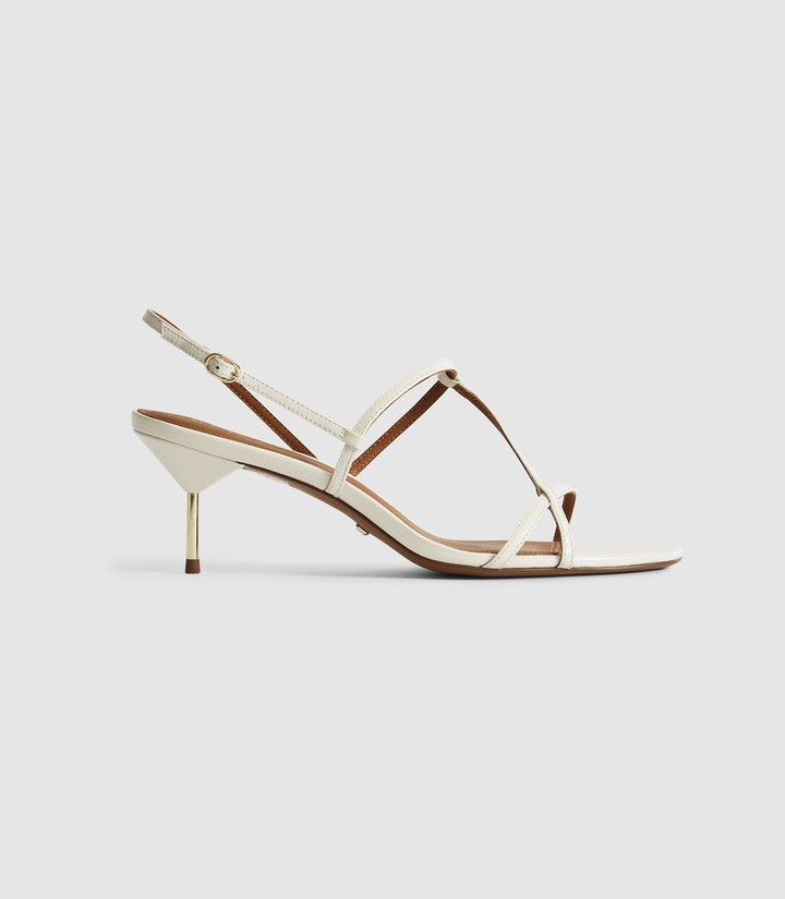 Reiss OPHELIA LEATHER STRAPPY KITTEN HEELS White ShopStyle Shoes