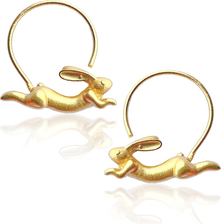 OctoberEighteen Golden Flying Rabbit Hoop Earrings ShopStyle