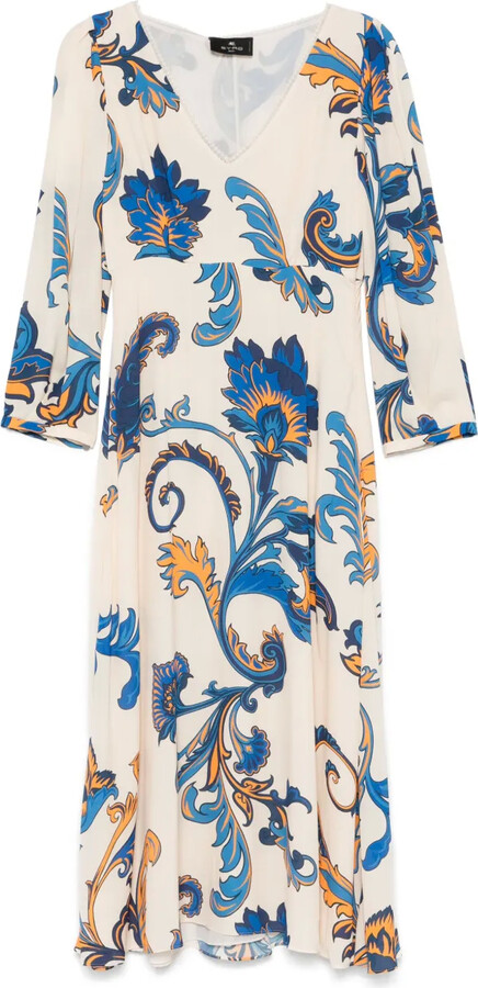 Etro Floral-Print Midi Dress