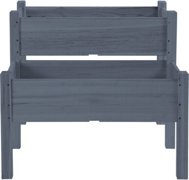 34"X34"X28" Raised Planter, 2 Wood For Backyard Patio, Raise Veggies Herbs Flowers, Gray Elevated 34"X34"X28", Backyard, Nurture Veggies, Herbs, Bloom