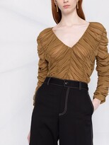 Thumbnail for your product : KHAITE V-neck ruched silk blouse