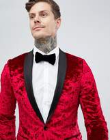 Thumbnail for your product : Twisted Tailor super skinny tuxedo blazer in red crushed velvet