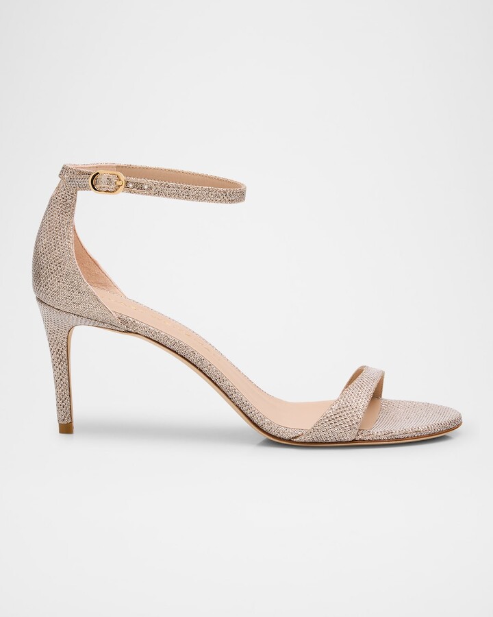 Stuart Weitzman Nudist II Metallic Ankle-Strap Sandals