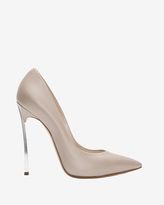 Thumbnail for your product : Casadei Silver Metal Stiletto Heel Pump: Nude