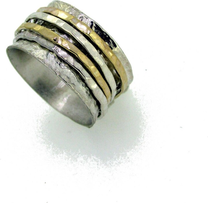 Etsy Spinner Ring 925 Sterling Silver Meditation Spinning Rotating Fidget Boho Worry Statement Ring