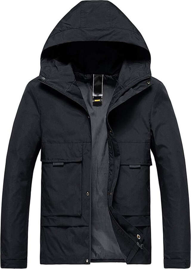 Singular Point Men's Winter Zipper Warm Solid Hooded Leather Coat ...