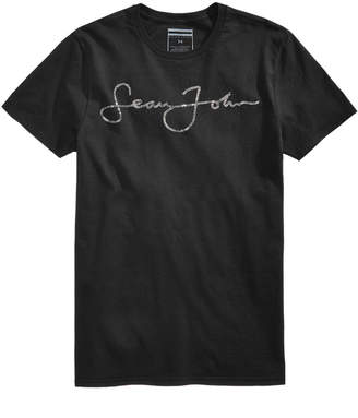 Sean John Men's Signature Script Rhinestone Logo T-Shirt, Created for Macy's