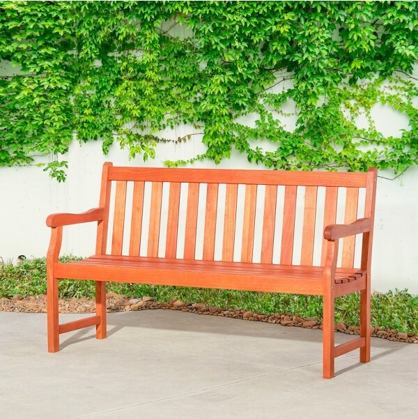 SOL HOME SolhomeReddishBrownTropicalWoodGardenBenchfor3Seaters