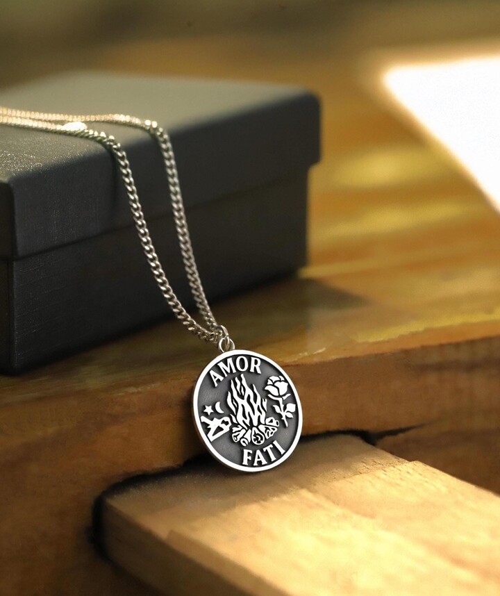 Etsy Silver Amor Fati Necklace, Love Of Fate Chain Symbol Amorfati Necklace