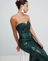 Thumbnail for your product : Club L London Club L embellished sequin strapless fishtail maxi dress