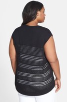 Thumbnail for your product : Caslon Solid Yoke Crochet Sweater (Plus Size)