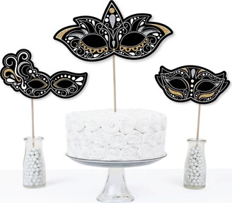 Big Dot Of Happiness Masquerade - Venetian Mask Party Centerpiece Sticks - Table Toppers - Set of 15