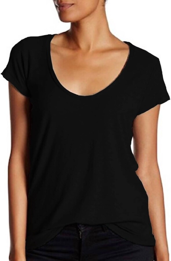 James Perse Women Deep Scoop Neck T-Shirt In Black