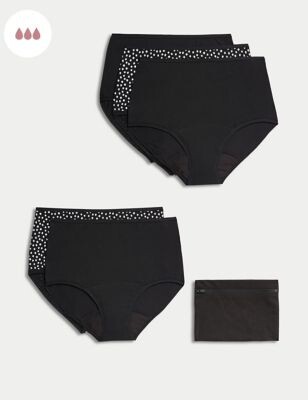 5pk Cotton Lycra™ Printed Bikini Knickers, M&S Collection
