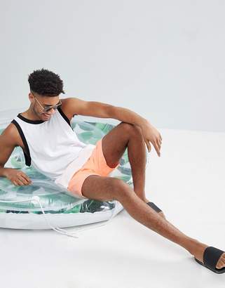 ASOS Design TALL Swim Shorts In Acid Orange Mid Length