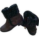 Thumbnail for your product : Fendi suede logo turndown boots immaculate