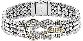 Lagos Sterling Silver and 18K Gold Newport Diamond Caviar Bracelet