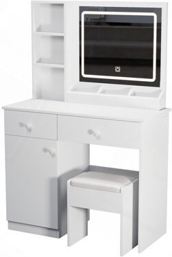 Fashion Vanity Desk With Mirror And Lights For Makeup, Vanity Mirror With Lights And Table Set With 3 Color Lighting Brightness Adjustable