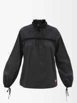 Thumbnail for your product : Horror Vacui Stella High-neck Cotton-poplin Blouse - Black