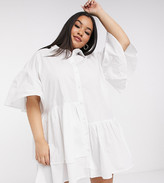 Thumbnail for your product : Neon Rose Plus oversized shirt dress with asymmetric hem in cotton