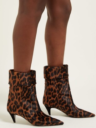Saint Laurent Charlotte Leopard-print Calf-hair Ankle Boots - Leopard