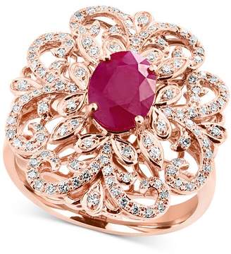 Effy Amoré by Certified Ruby (1-3/8 ct. t.w.) and Diamond (3/8 ct. t.w.) Statement Ring in 14k Rose Gold, Created for Macy's
