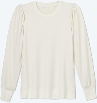 Summersalt The Softest French Terry Puff Sleeve Pullover - White Sand