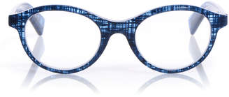 Eyebobs Soft Kitty Rounded Cat-Eye Readers, Blue Pattern