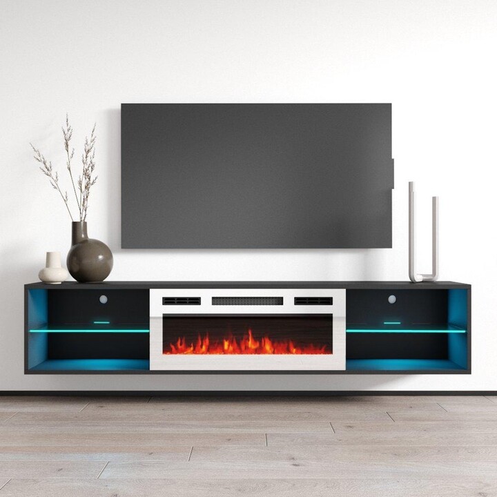 Meble Furniture Lima WHEF Wall Mounted Electric Fireplace 72" TV Stand