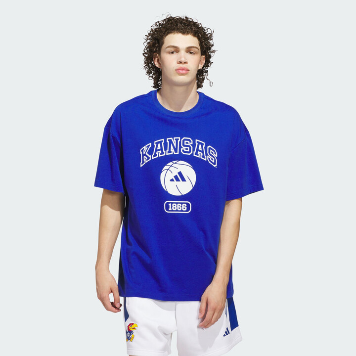 adidas Kansas Jayhawks Chapter Basketball Tee Royal Blue S Mens