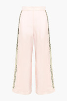 Thumbnail for your product : Temperley London Sycamore Sequin-trimmed Twill Wide-leg Pants