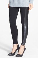 Thumbnail for your product : Nordstrom Faux Leather Stripe Ankle Zip Moto Leggings
