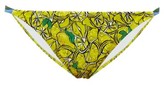 Thumbnail for your product : Diane von Furstenberg Halle Lemon-print Bikini Briefs - Yellow Multi